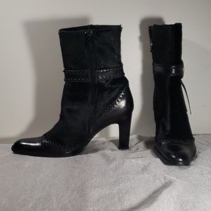 Joan&David Women's Black Leather, Cow hair Boots